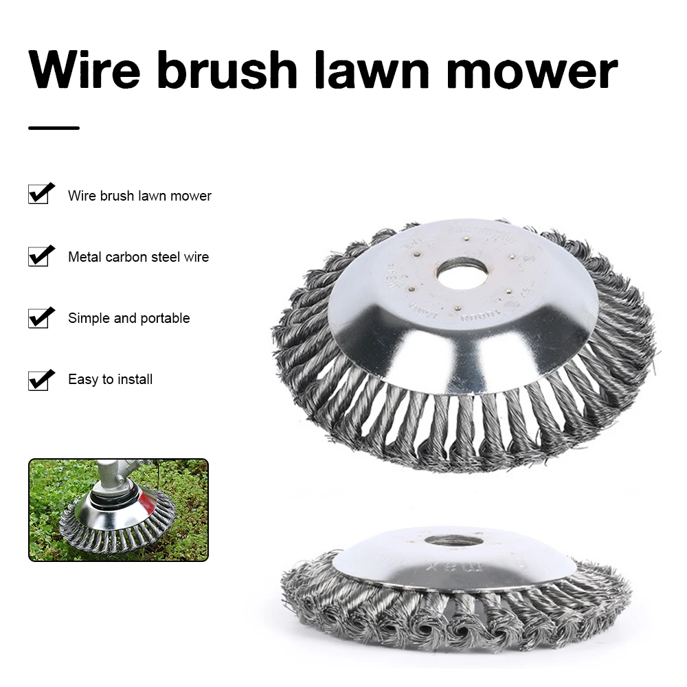 Garden Weed Wire Brush Head Steel Wire Steel Wheel Lawn Mower Grass