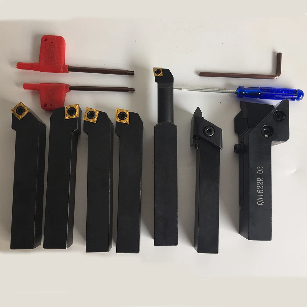 

Lathe Cutter 16mm CNC Lathe Turning Tool 7PCS Set Holder Boring Bar Set Carbide Inserts for Metal Machining Combined Cutting