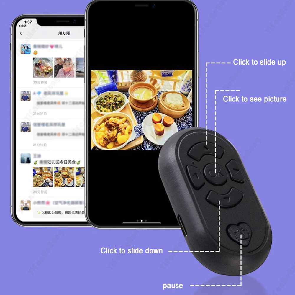 Camera Remote Shutter Button Universal Mobile Phone Selfie Shutter Bluetooth-compatible Remote Control Button for Tik Tok e-book Wireless Controller