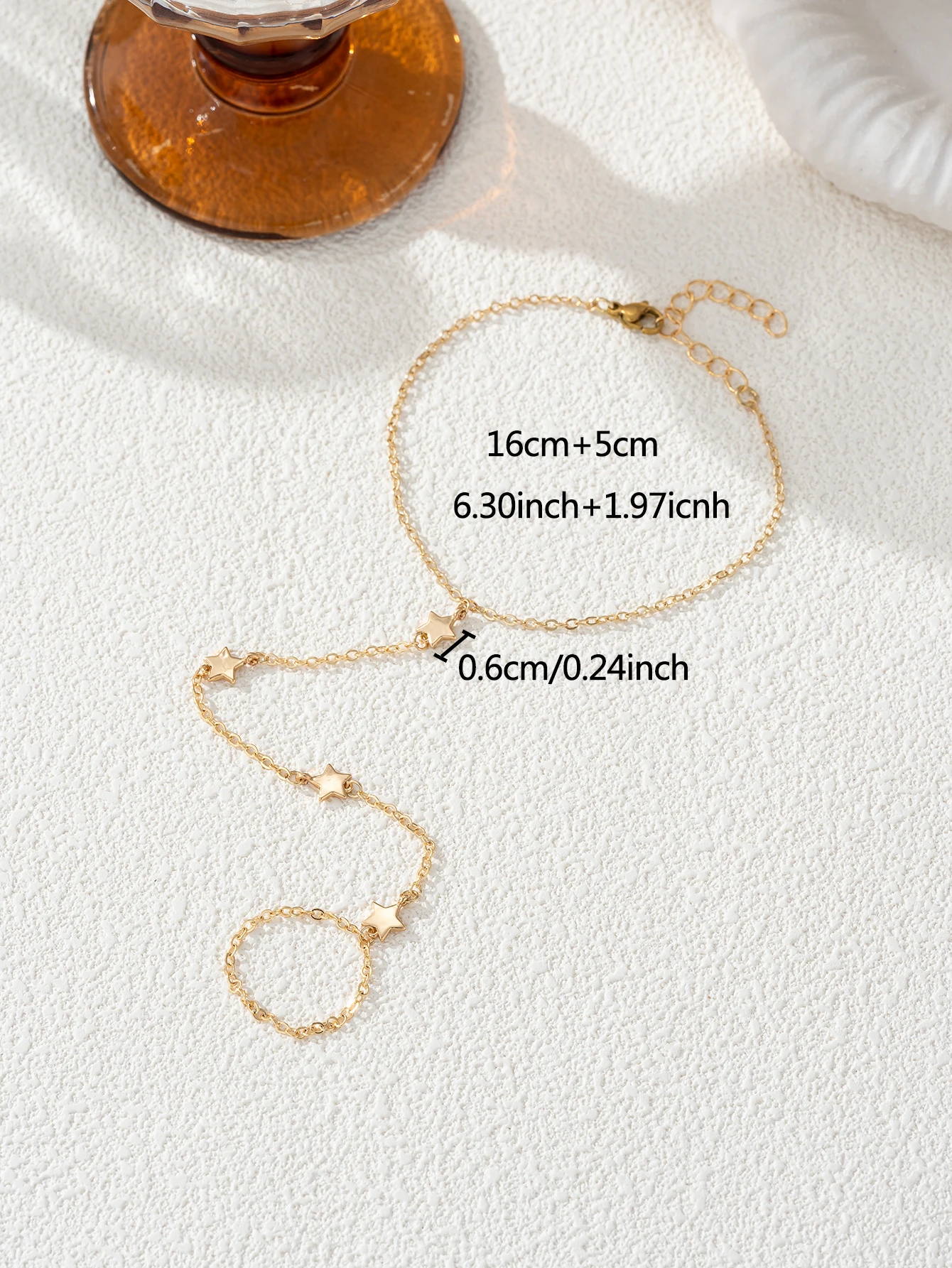 Minimally Stylish Mini Star Pendant Integrated Ring Bracelet