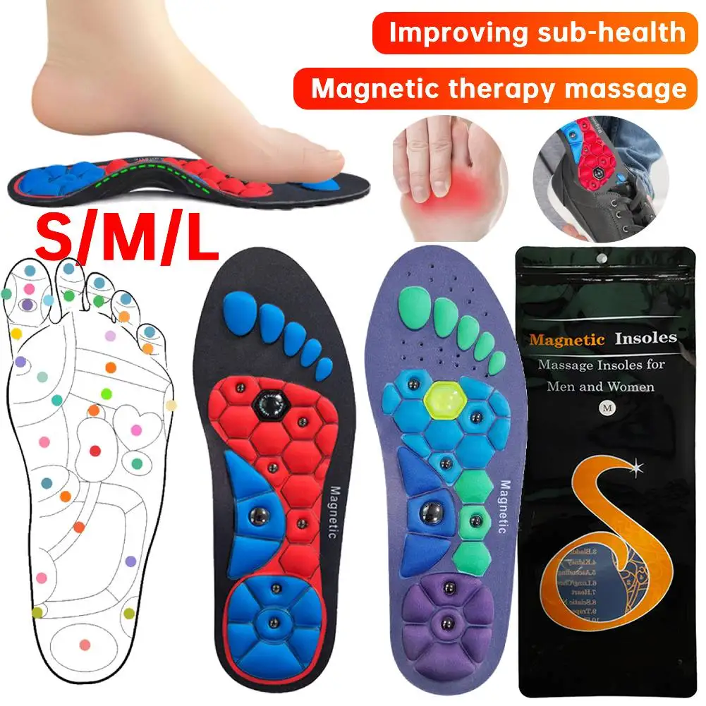 1pc Acupressures Insoles Magnetic Insoles for Women & Men Sweat-Absorbent Magnetic Therapy Health Slim Legs Arch Support