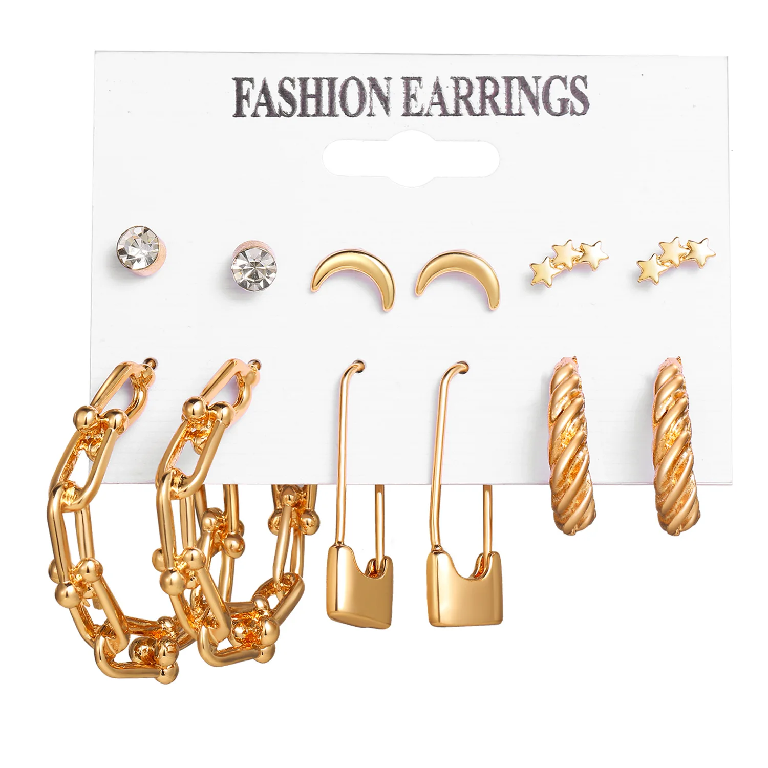 LATS Boho Big Circle Hoop Earring Set for Women Gold Color Bohemia Vintage Pearl Square Earring Heart Zircon Ear Studs Jewelry 24
