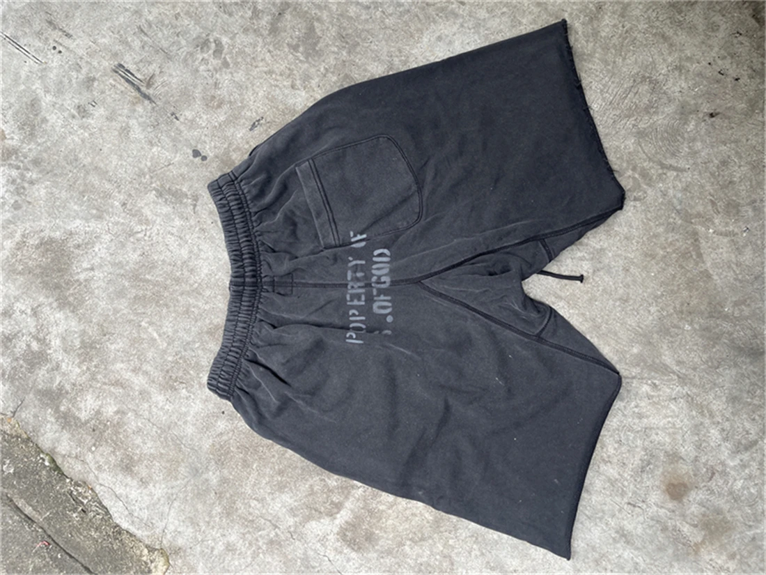 Saint Michael V Co branded Vintage Printed Shorts Fashion Brand High Street Casual Loose Washed Black Street Pure Cotton