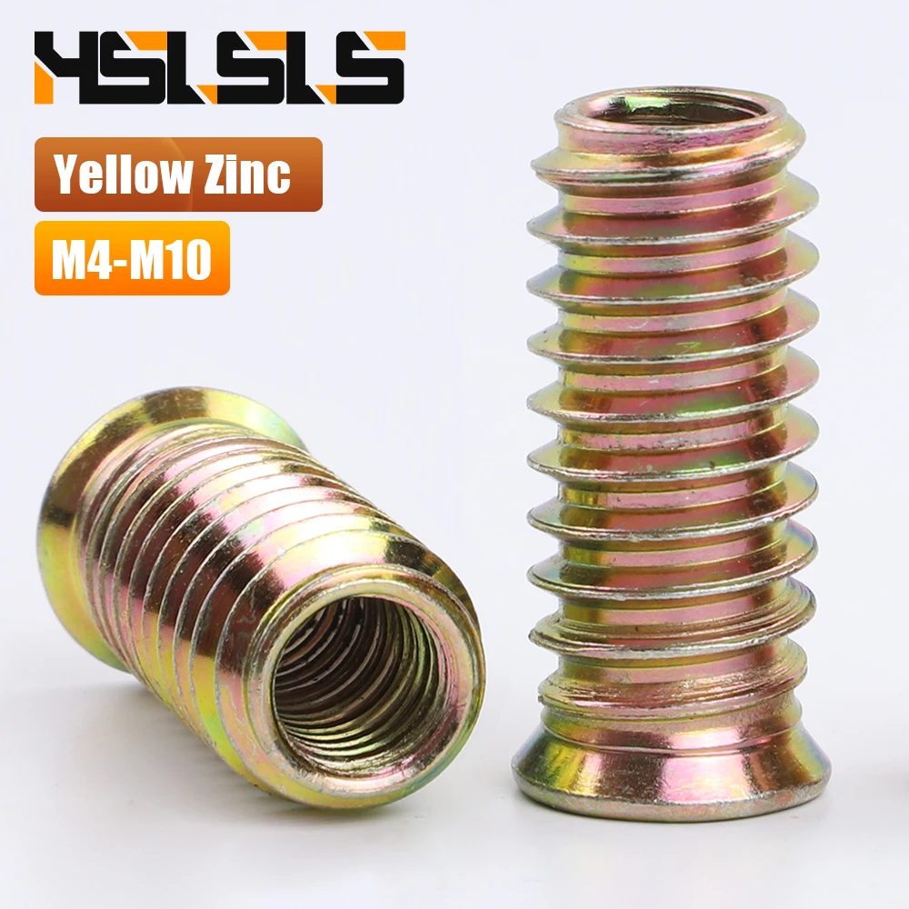 Threaded Insert Nut 10/20pcs M4 M5 M6 M8 M10 Zinc Plated Steel Hexagon Socket Threaded Insert Nut for Furniture Wood Bed Cabinet