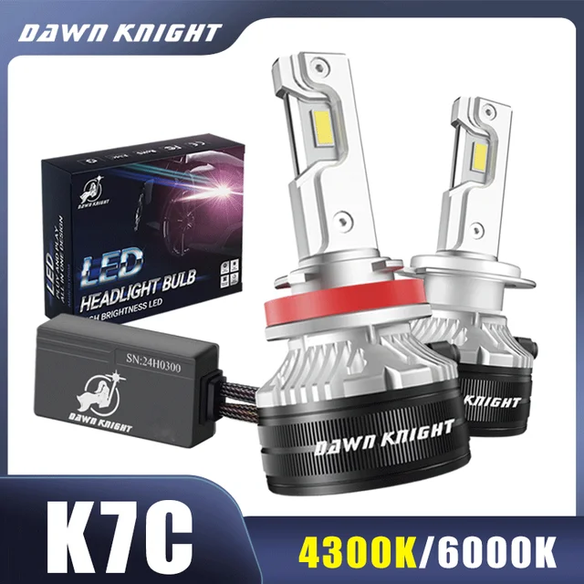 DAWN KNIGHT K7C H11 H7 H4 หลอดไฟ LED 3 หลอดทองแดงไฟ LED 4300K 6000K สําหรับรถยนต์ H1 HB3 9005 HB4 9006 12V หลอดไฟ LED 1