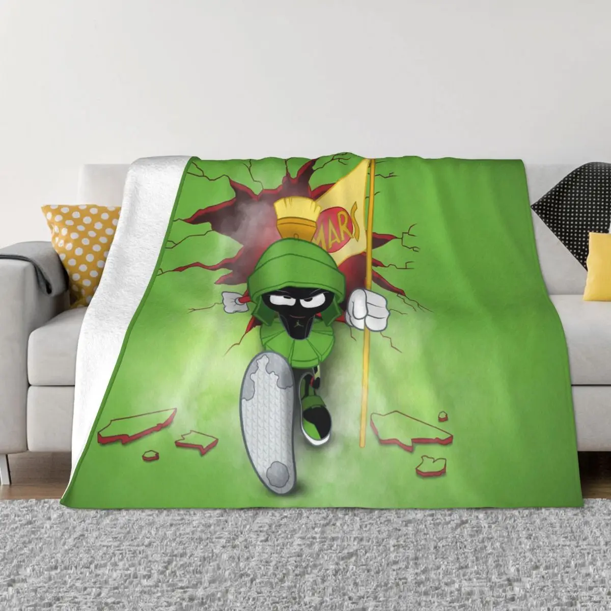 Marvin The Martian Blanket Fleece Winter Anime Portable Warm Throw Blanket For Bedding Travel Quilt