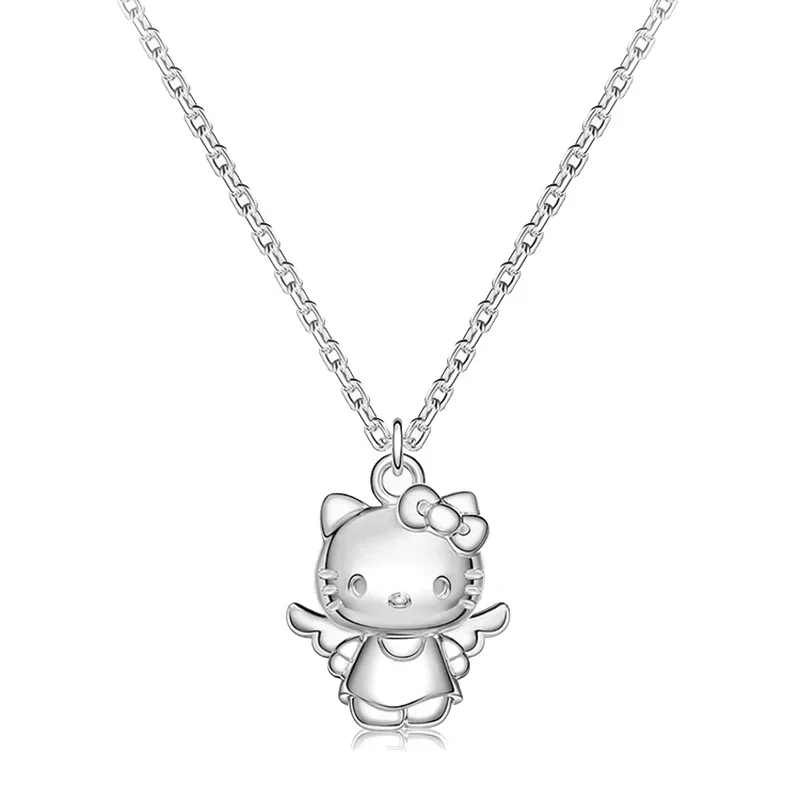 

HelloKitty Sanrio Kawaii Anime Necklace Cute Sweet Wings Girl Exclusive Romantic Diamonds Delicate Silver Jewelry Birthday Gift