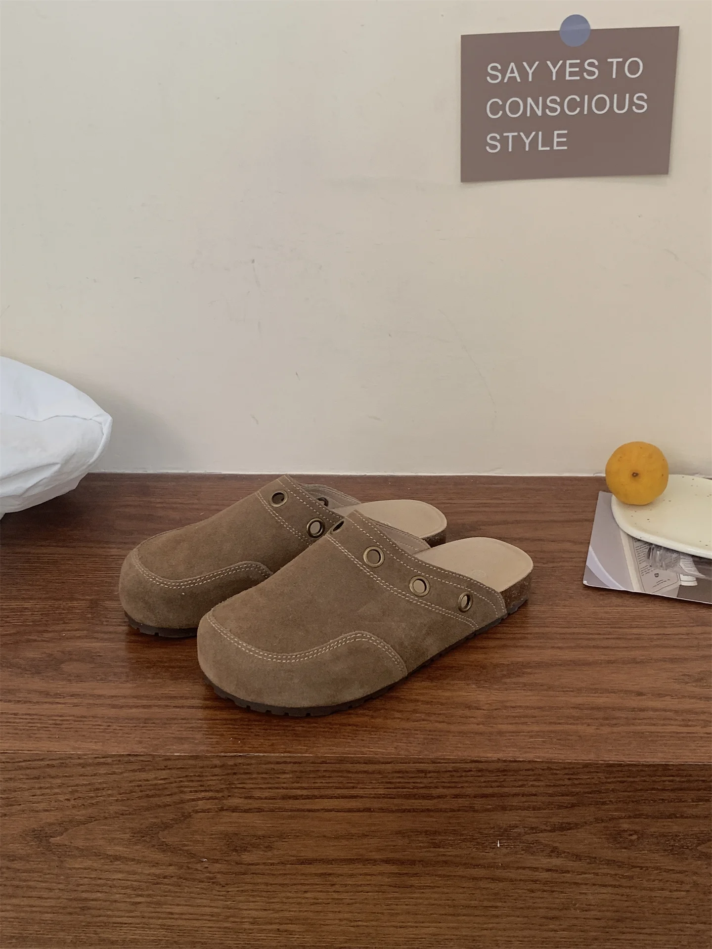Suede Adjustable Strap Cork Footbed Mules For Women Arch Support_voghion.com