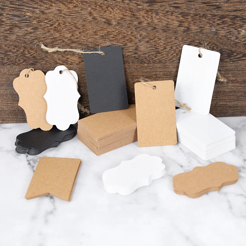 ETIQUETTE CADEAU,Round L06--Étiquettes Cadeaux En Papier Kraft, 100 ...