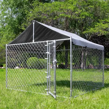 Outdoor Dog Kennel with Roof, Large Dog Run Enclosure, Outside Heavy Duty Dog Pens House Pet Playpen 1