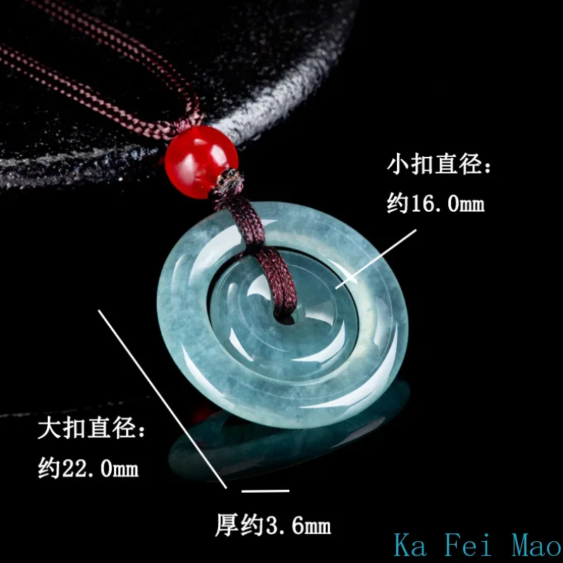 Natural A-grade Jadeite Blue Water Safety Mother Buckle Jade Pendant Charms for Men and Women
