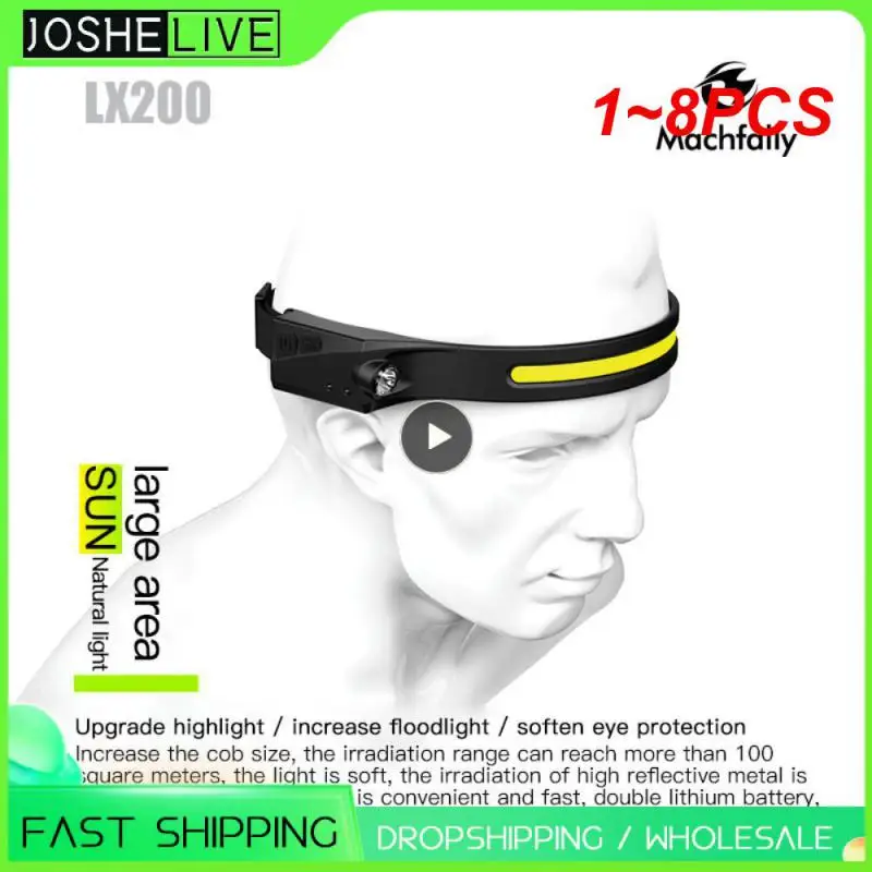 

Индукционный налобный фонарь, Головной фонарь для кемпинга, USB-зарядка, работает от встроенной батареи, 1-8 шт.