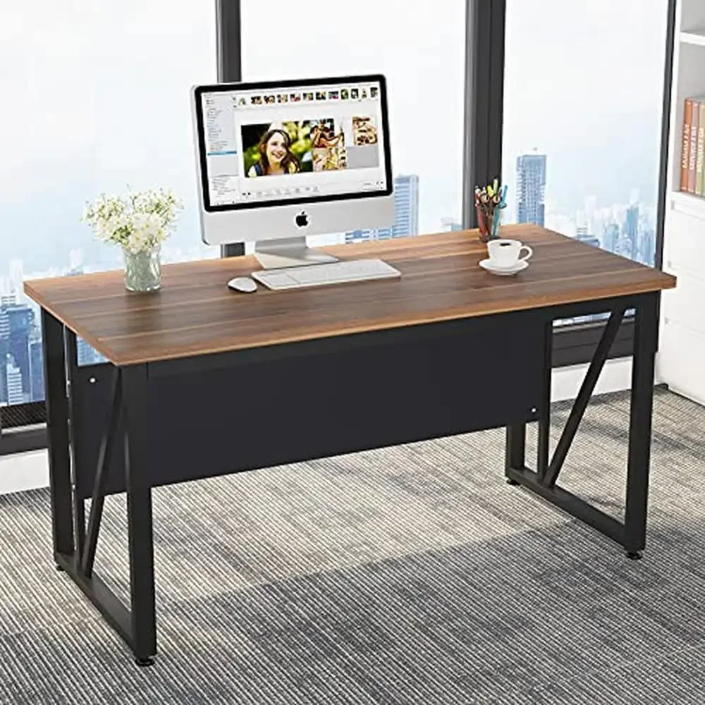 55" Executive Desk with Lateral File Cabinet Modern L-Shaped Computer Desk and Storage Solution 5
