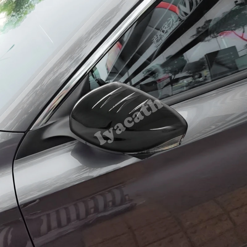 ABS Carbon Fiber Black Rearview Mirror Rain Shield Cover Trim Accessories