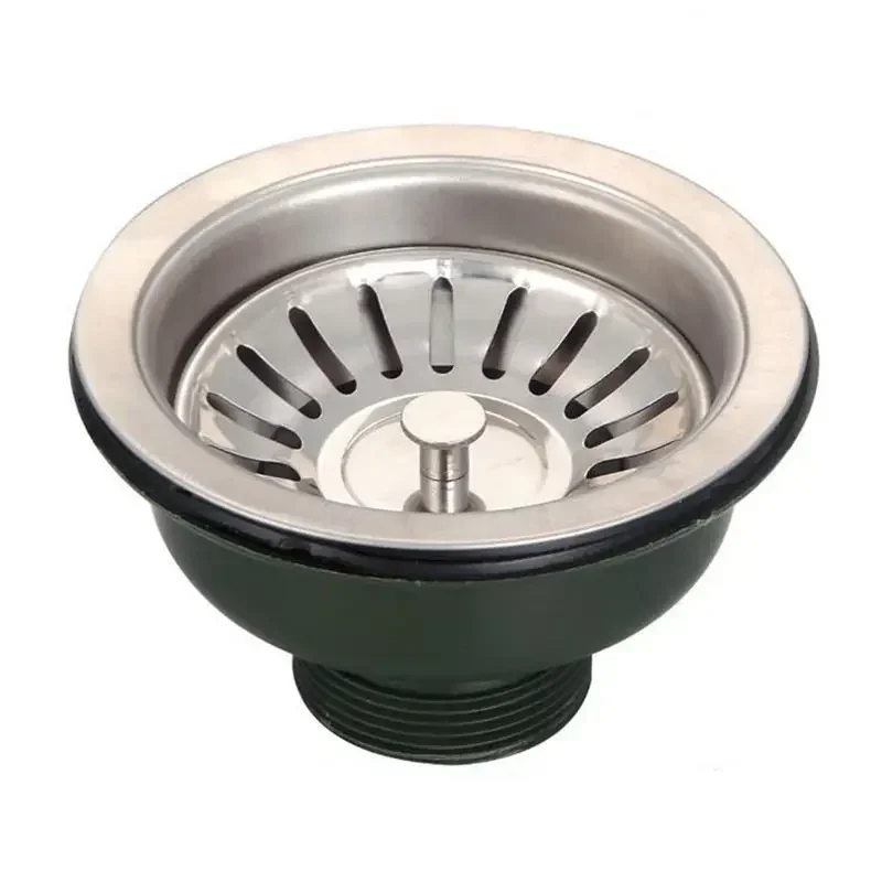 Kitchen Sink Drain Strainer Assembly Sink Strainer With Removable Basket And Water Stopper, Single, Stainless Steel