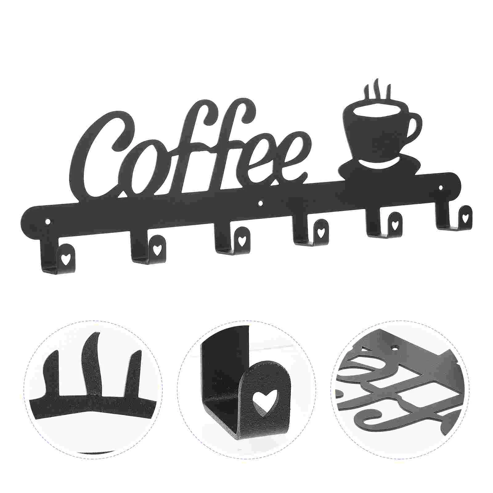 

Coffee Cup Wall Hanging Mug Rack Storage Hanger Mugs Wall-mounted Kitchen Supply Purses Holding Key Chain Hook Holder