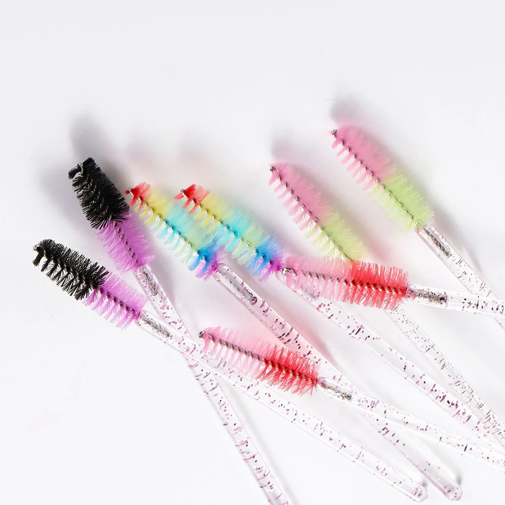 50pcs 속눈썹 연장 브러시 속눈썹 브러시 연장 용품 눈썹 빗 메이크업 마이크로 브러시 속눈썹 일회용 속눈썹 브러쉬