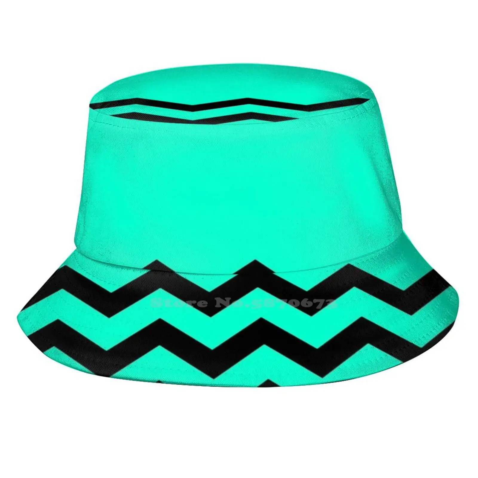 Black And Aqua Zig Zag Half Tone Pattern By Ozcushionstoo Berretto Estivo Unisex Per Protezione Solare All'Aperto Nero E Aqua