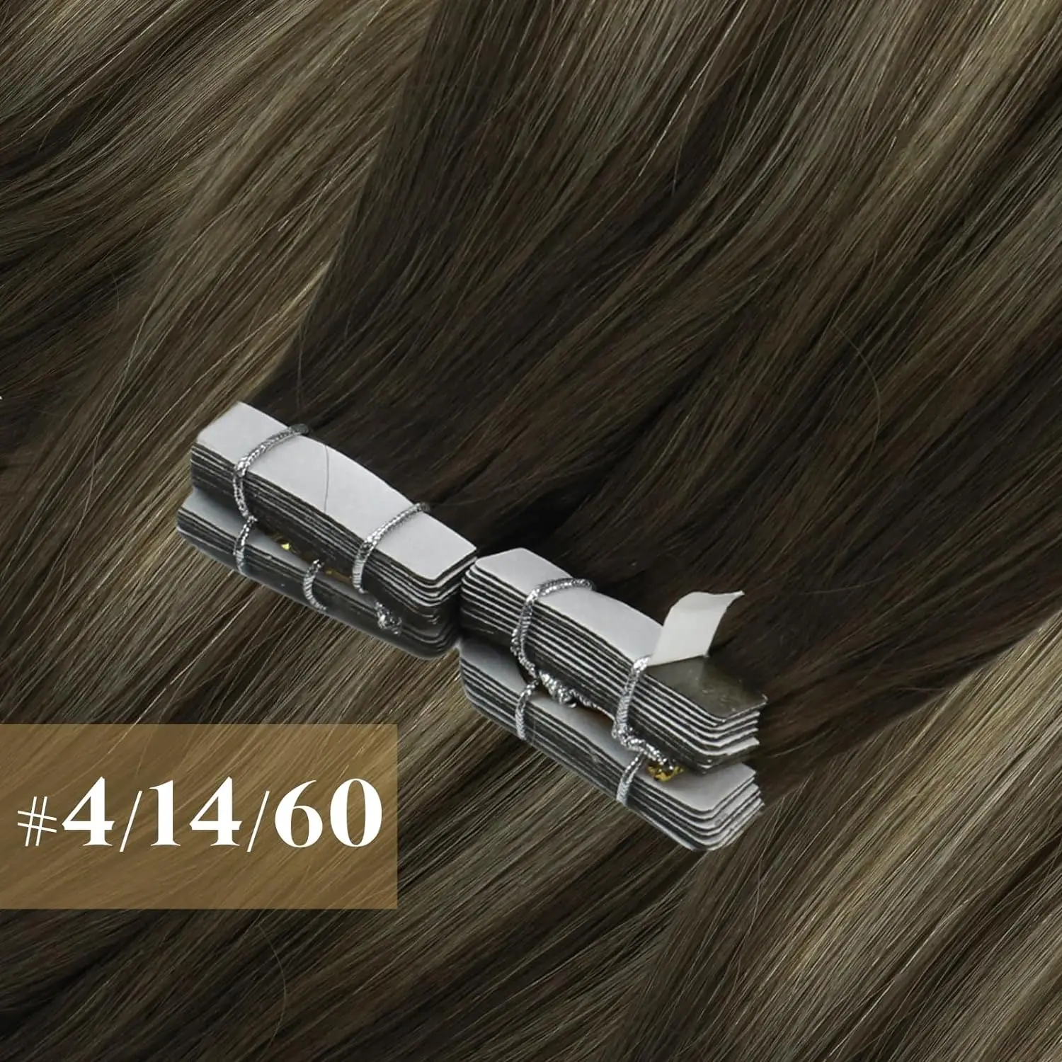 [NEW]VeSunny Tape In Hair Extensions Human Hair Real Natural Hair Balayage Color #4-14-60 Skin Weft Straight Seamless Hair 4