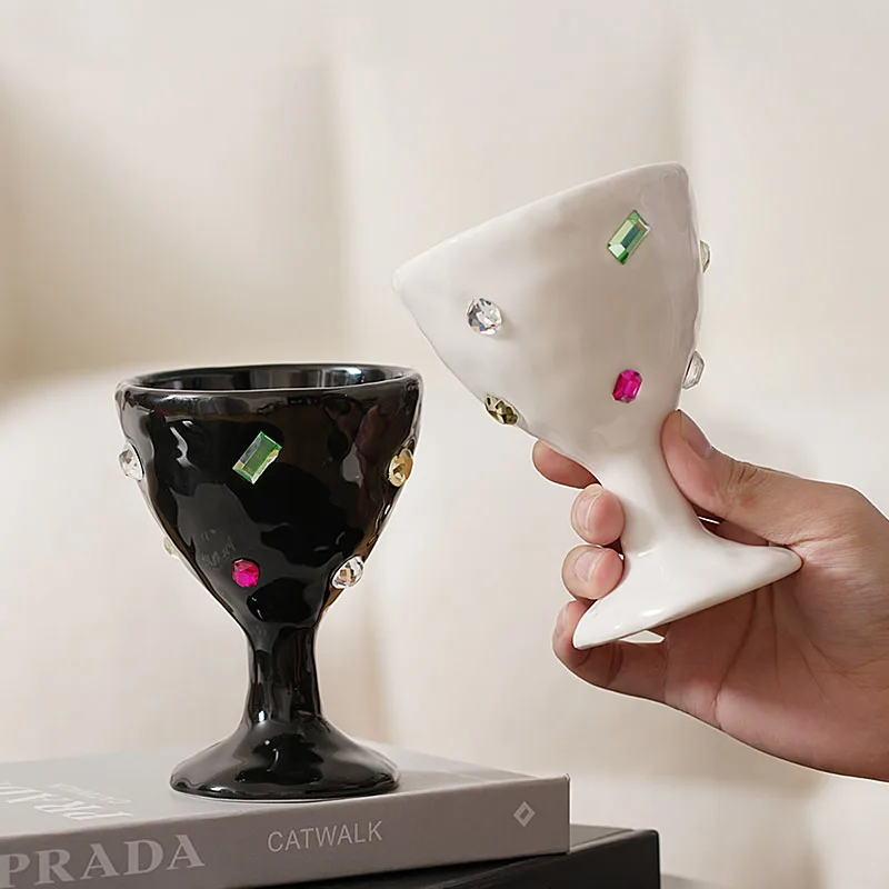 

Керамическая чашка для коктейлей в скандинавском стиле с драгоценными камнями, стеклянная чашка для смешивания питьевой посуды с бриллиантами для гостиной и кухни, аксессуары для украшения дома