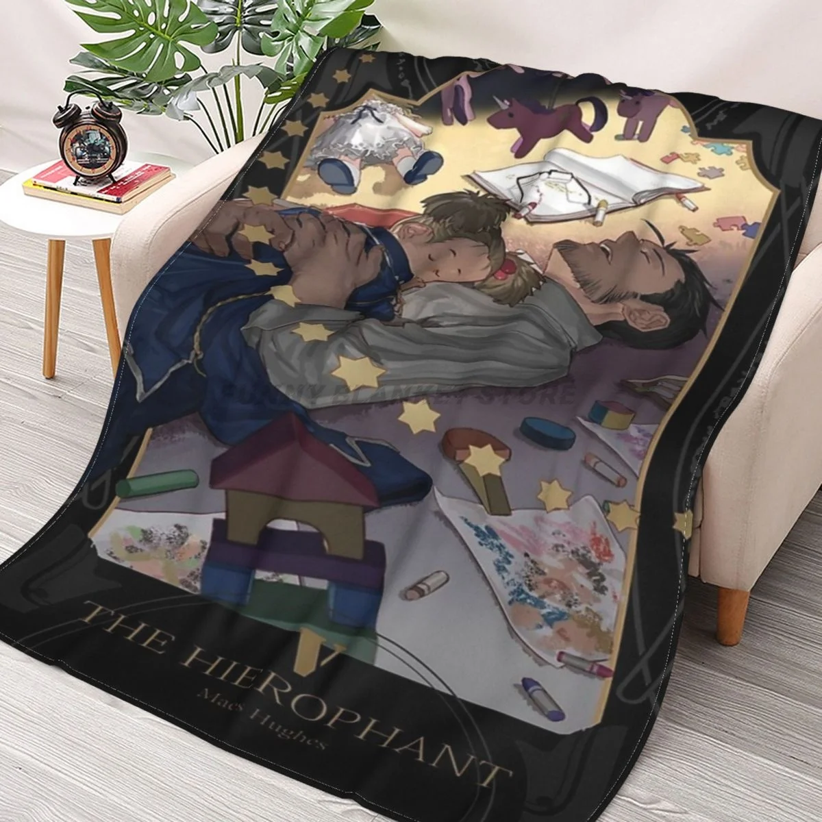 

Fullmetal Alchemist Brotherhood Maes Hughes Throws Blankets Collage Flannel Ultra-Soft Warm picnic blanket bedspread on the bed