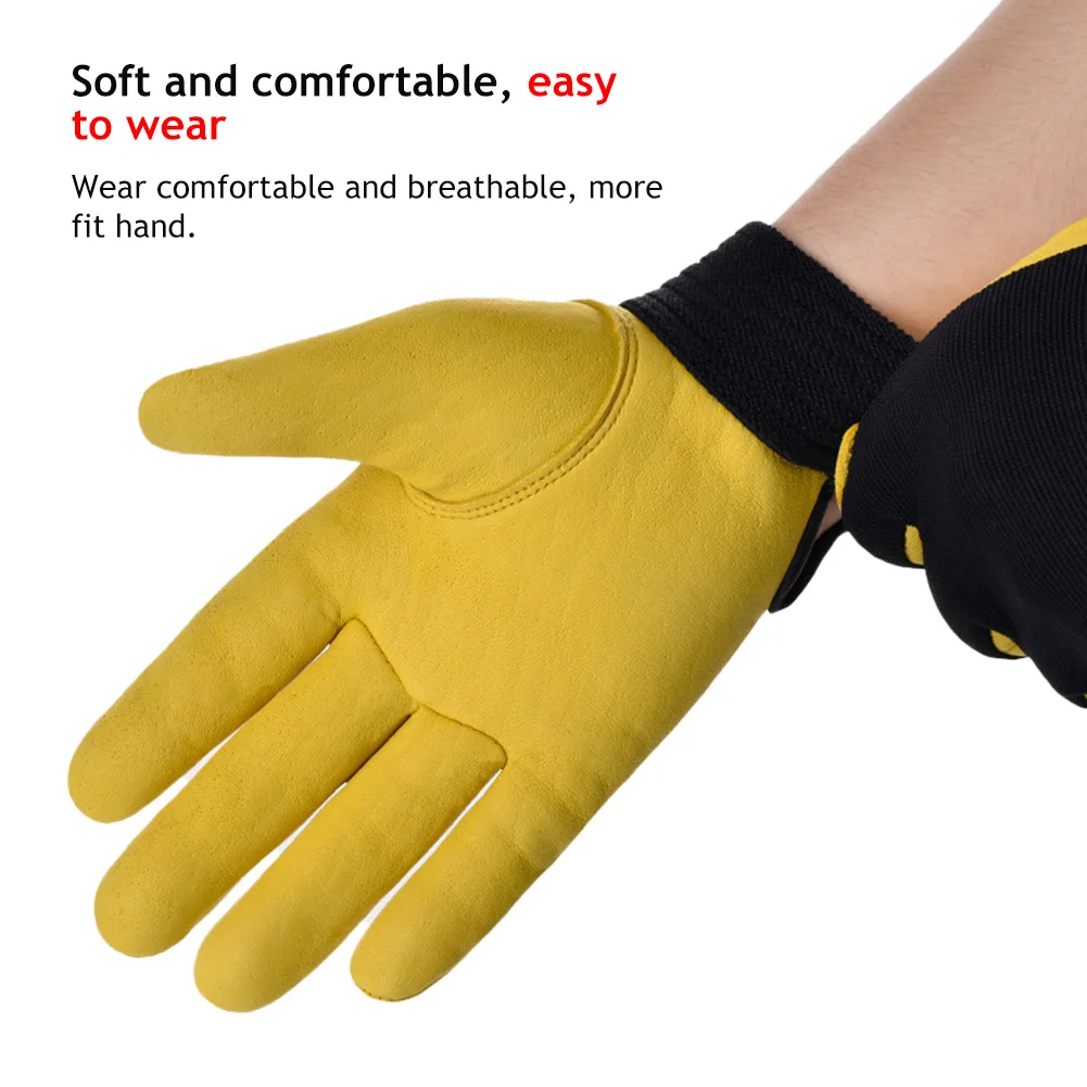 Guantes de Trabajo de Cuero Vacuno, Protección Laboral, para Jardinería, Deportes, Motociclismo, Conductores, Trabajador