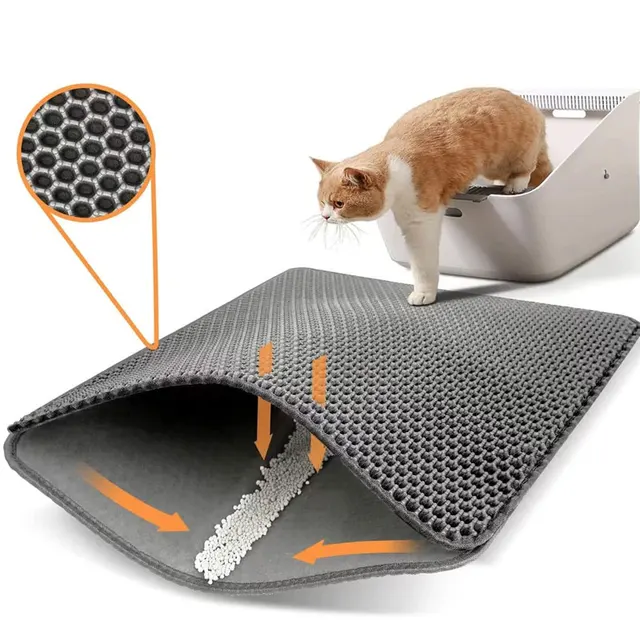 60CMX90CM Cat Litter Mat Waterproof Double Layer EVA Pet Litter Box Toilet Cat Mat Nonslip Sand Cat Washable Pet Clean Pad 2