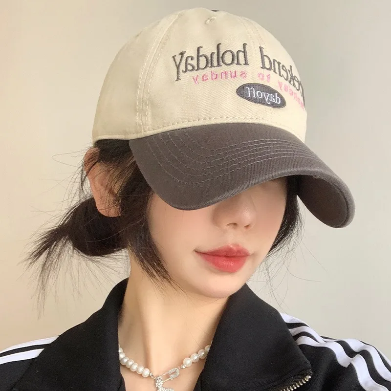 

Fashion Patchwork Baseball Cap For Women Letter Embroidery Snapback Peaked Hat Hip Hop Duck Tongue Cap Unisex Visors кепка Y2k