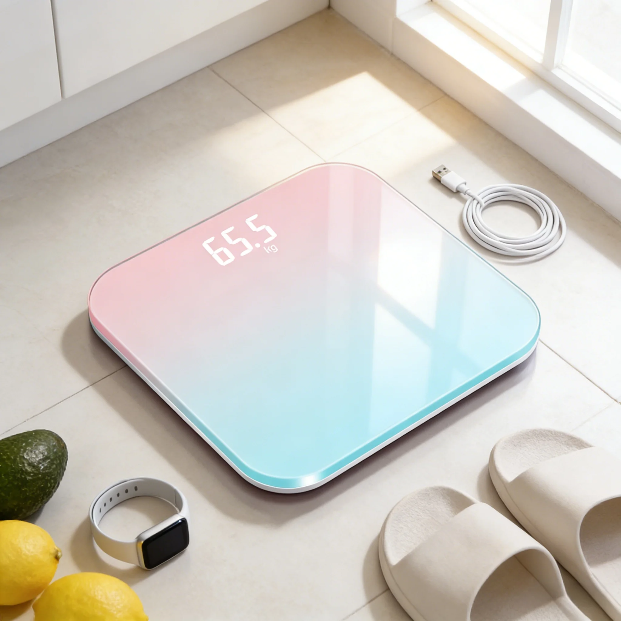 Modern Glass Bathroom Body Fat Scale With Smart Lcd Display_voghion.com