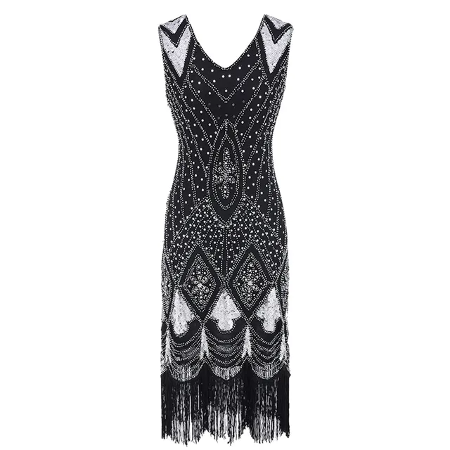 1920S Great Gatsby Dresses Flapper V Neck Tassel Beaded Sequin Party Dress Gatsby Charleston Dress For Women Luxury Evening Gown - Image 2