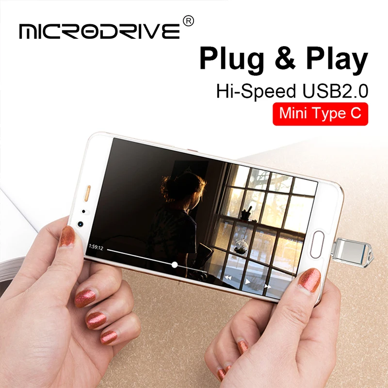 Type C Pendrive OTG Type C Pen Drive Mini Metal Usb Memory Stick 32GB 128GB for smartphone Huawei
