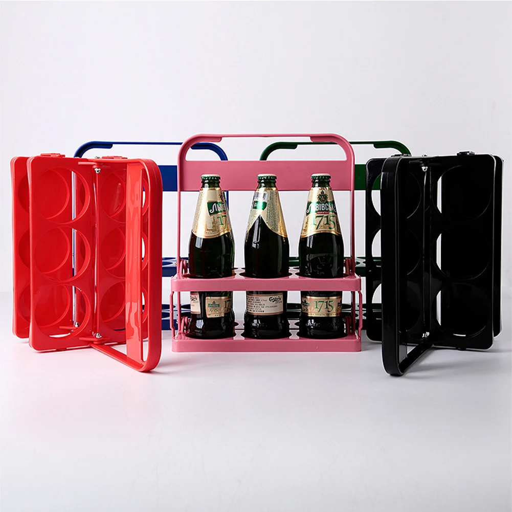 

Reusable Foldable Beer Bottle Carrier Cup Organizer Shatterproof Basket Organizer KTV Handheld Home Bar Space-saving Wine Rack