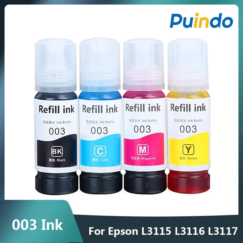 

1set/70ML Refill 003 Ink For Epson L3115 L3116 L3117 L3156 L3106 L3110 L3150 L5190 L1110 L1118 L4153 L3169 L3167 Inkjet Printer