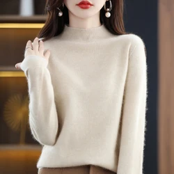 Luxurious Cashmere Women's Pullover - 100% Merino Wool Winter Knit Sweater - XXL (Beige)