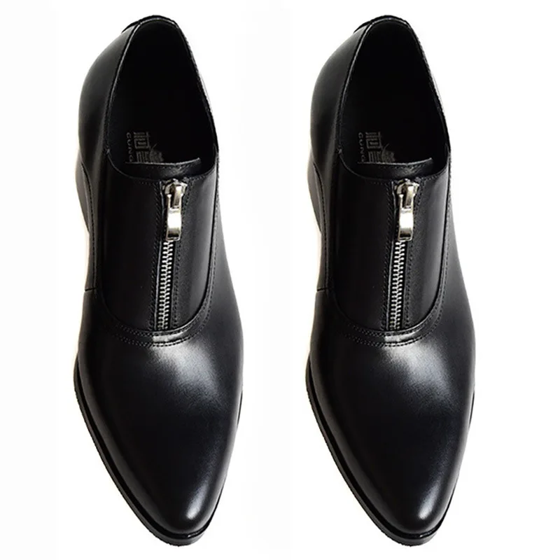 New Elevator Shoes for Men Heel Shoes Formal Leather Brown Men Loafers Dress Fashion White Mens Heightening Shoe