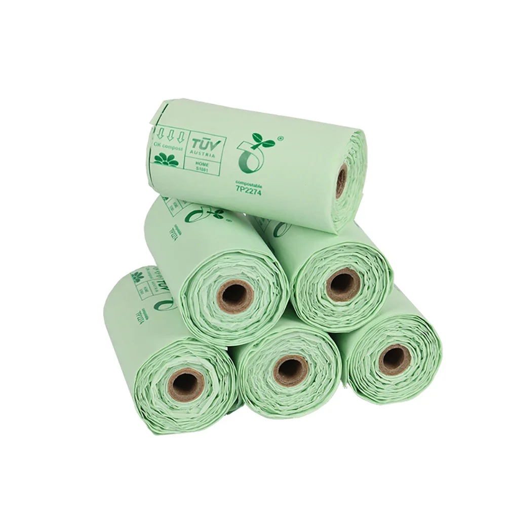 10Rolls Corn Starch PLA Biodegradable Pet Garbage Bag Compostable Vest Style Cat Dog Poop Trash Bags Outdoor Pets Carriers Tool