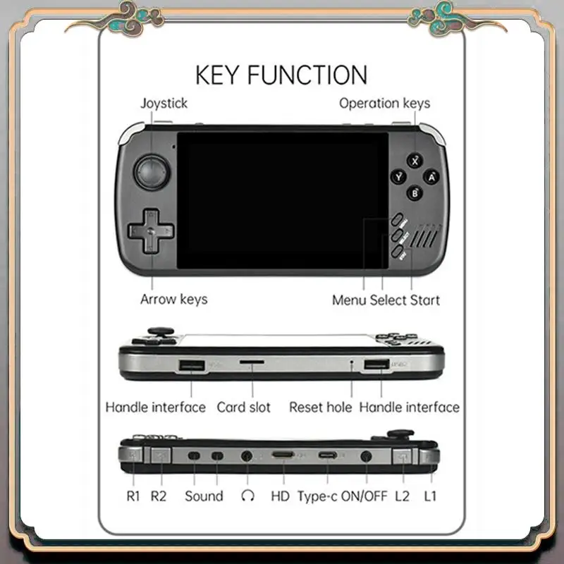 X39pro Retro Video Game Console 64GB 4.5 Inch Screen Support 2-Player Games Handheld Gamepad Children Gifts Easy Install C
