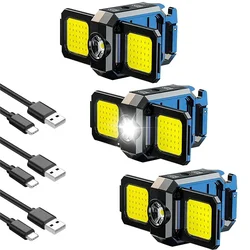 Compact Rechargeable Mini Flashlight with Foldable Side Lights - Super Bright Portable Lantern - Double-sided 3PCS