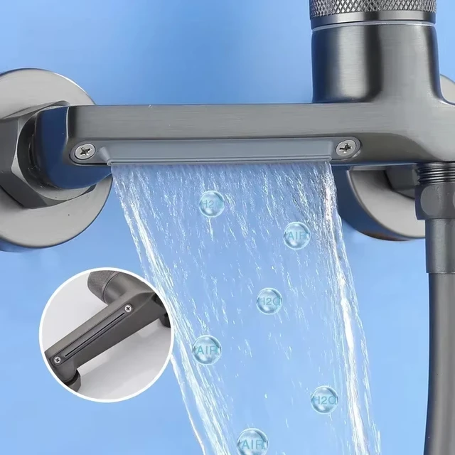 ก๊อกน้ำฝักบัวสีเทากันเมทัล, วาล์วผสมทองเหลือง, ชุดฝักบัว, สวิตช์ผสมอ่างอาบน้ำ, ก๊อกน้ำฝักบัวน้ำร้อนและน้ำเย็น 2