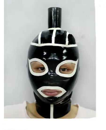 100% Latex Rubber Gummi Maske Mask Hood 0,45mm Schwarz Catsuit Ganzanzug