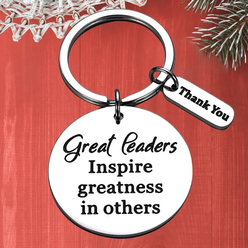 

Thank You Leader Gift Keychain Boss Employee Appreciation Gifts Key chain Keyring Holder Great Leaders