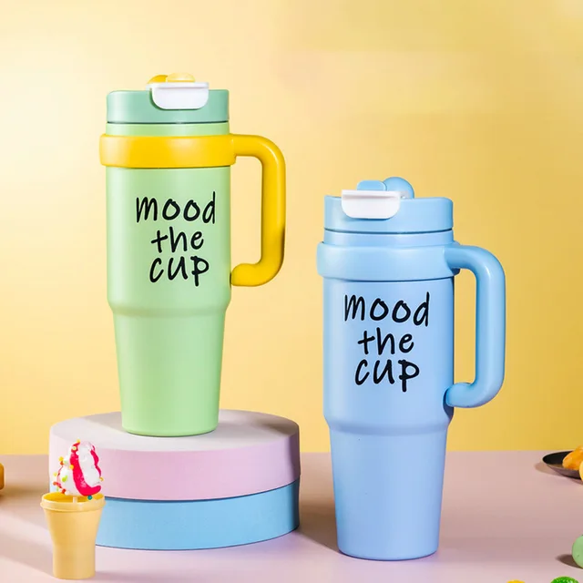 1000ML Thermal Water Bottle 32oz Large Capacity With Straw Stainless Steel Thermos Bottle Cold and Hot Thermos Cup 2