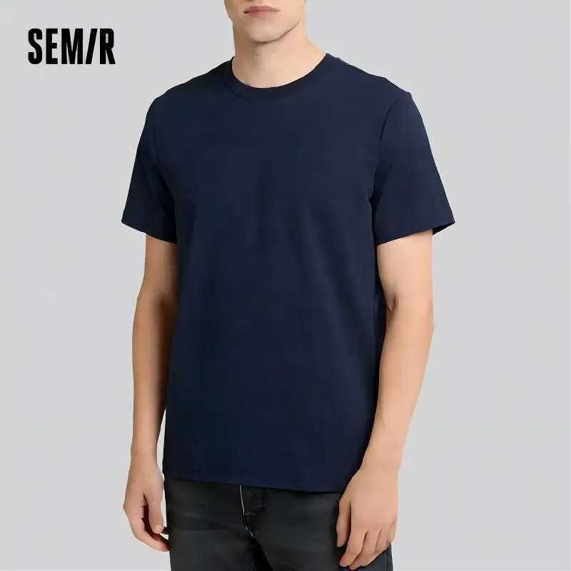 Semir 반팔 남성 티셔츠 코튼 2026 여름 신작 남성 의류 얇고 다재다능한 티셔츠 커플 솔리드 컬러 탑