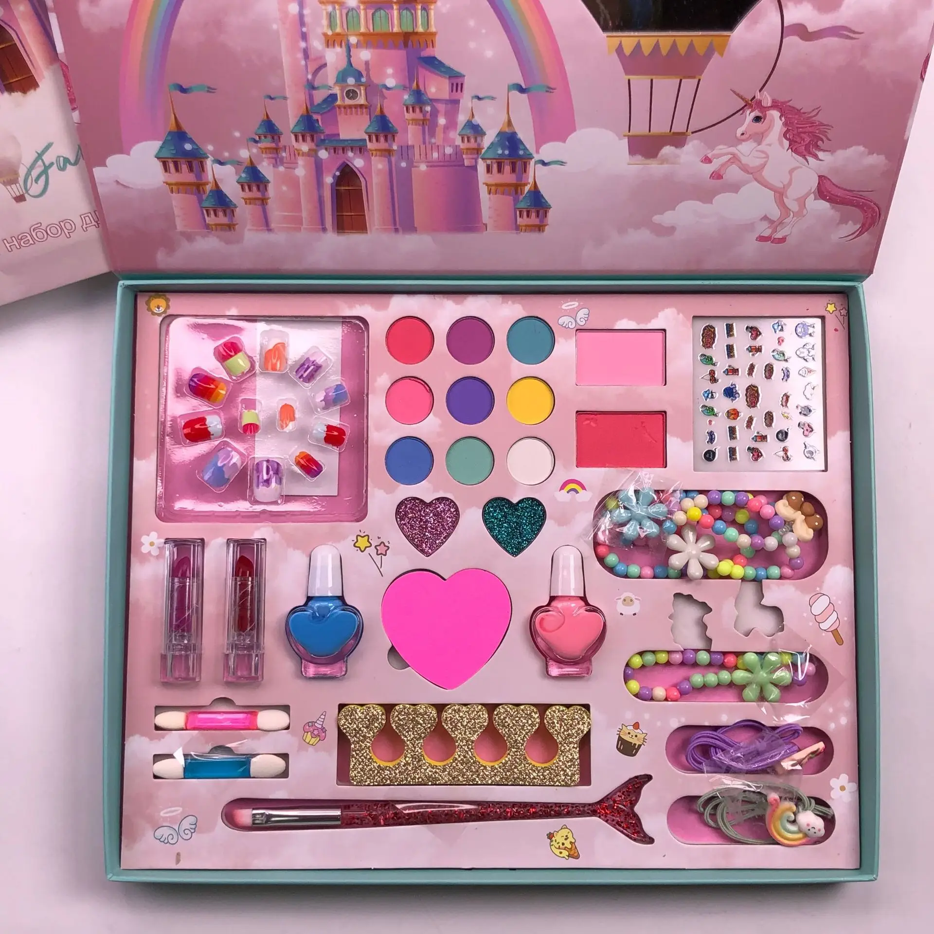 kids makeup set for Kids Eye shadow Nail Polish Ornaments Beading set for girls cloud Box birthday gift Educational GIfts