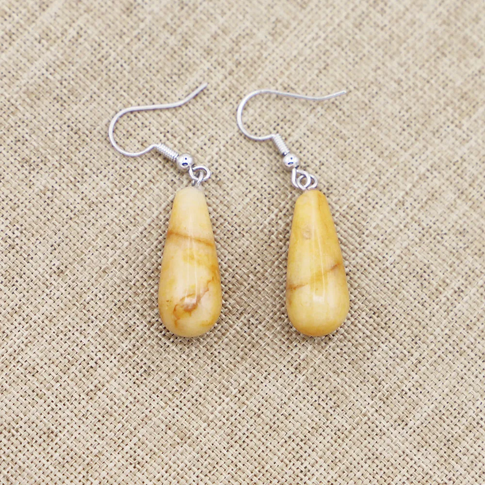 Creative Long Drop Earrings Natural Opal Crystal Agate Pendant Fashion Simple Temperament Women's Party Jewelry 5 Pair Wholesale