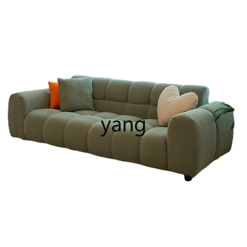 

Yjq Cashmere Cream Style Fabric Sofa Modern Simple Small Apartment Living Room Straight Row Cotton Candy