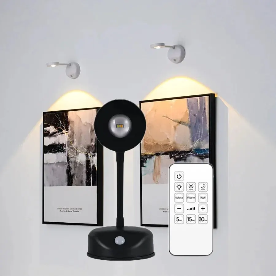 Faretto LED Ricaricabile Con Telecomando - 3 Temperature Colore E Dimmer | Lampada Da Parete Senza Fili Per Quadri, Piante E Decorazioni - Foto 6