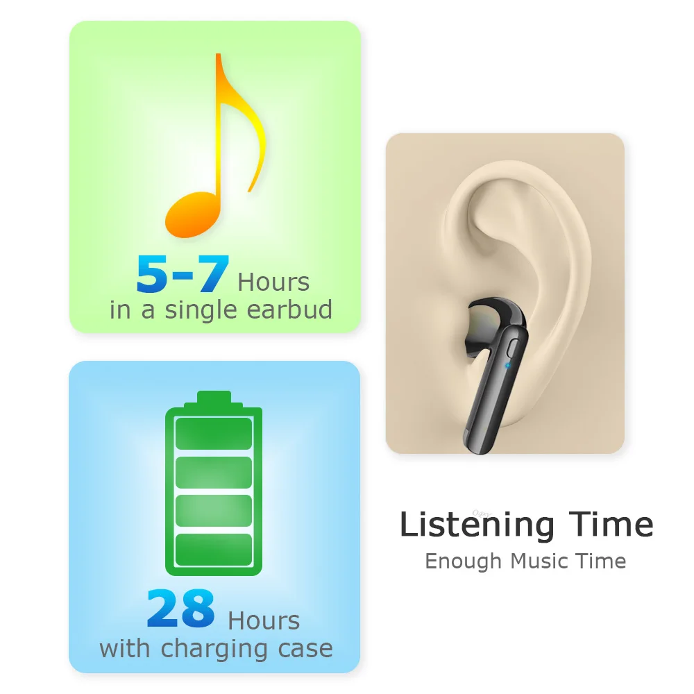 Opy Bluetooth Headphones Case Digital Display Sports Wireless Earbuds Deep Bass Ipx54 Waterproof Earphones For Tv Phone Laptop