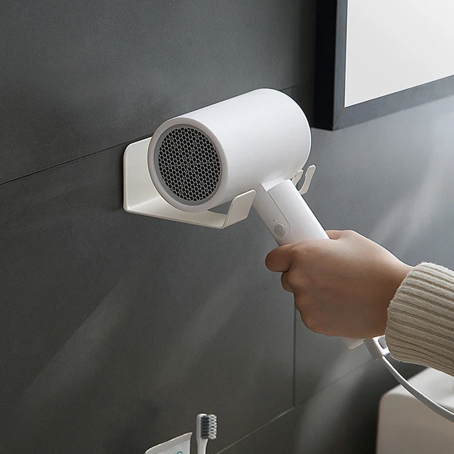 1 PC เครื่องเป่าผมโลหะผู้ถือติดผนัง Punchless Self-กาวเครื่องเป่าผมในครัวเรือน Washroom Dressing Room Rack เครื่องมือ 5