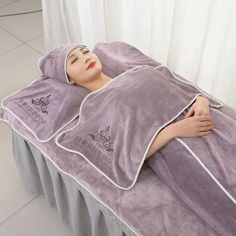 head spa shampoo bed towel Beauty salon headband bedding towel towel bath towel set print logo customized beauty head spa liege 5